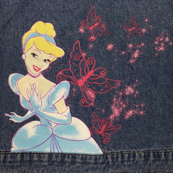 Disney Princess Stonewashed Denim Jacket Girls Size 10 Cinderella Frayed - Picture 4 of 7